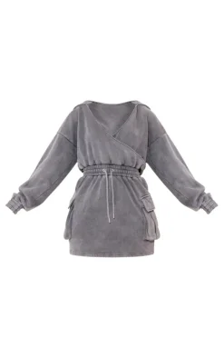 Shape Washed Oversized Hoodie Sweat Dress-PrettyLittleThing Online