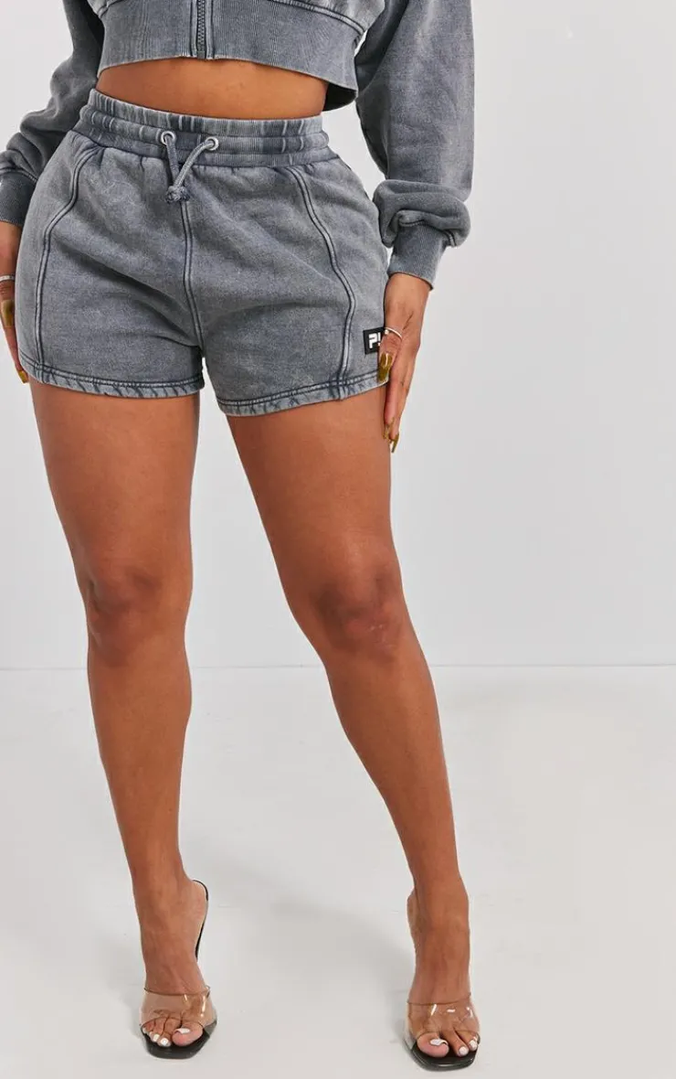 Clearance PrettyLittleThing Shape Washed Pocket Detail Shorts Charcoal