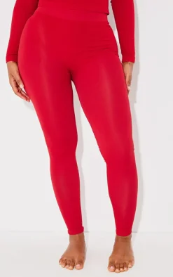 PrettyLittleThing Shape Stretch Seamless High Waisted Leggings Cherry Red