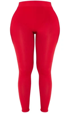 PrettyLittleThing Shape Stretch Seamless High Waisted Leggings Cherry Red