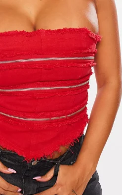 PrettyLittleThing Corsets*Shape Zip Distressed Seam Bandeau Corset