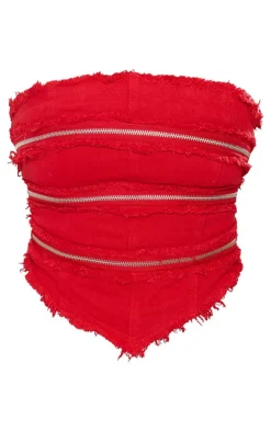 PrettyLittleThing Corsets*Shape Zip Distressed Seam Bandeau Corset