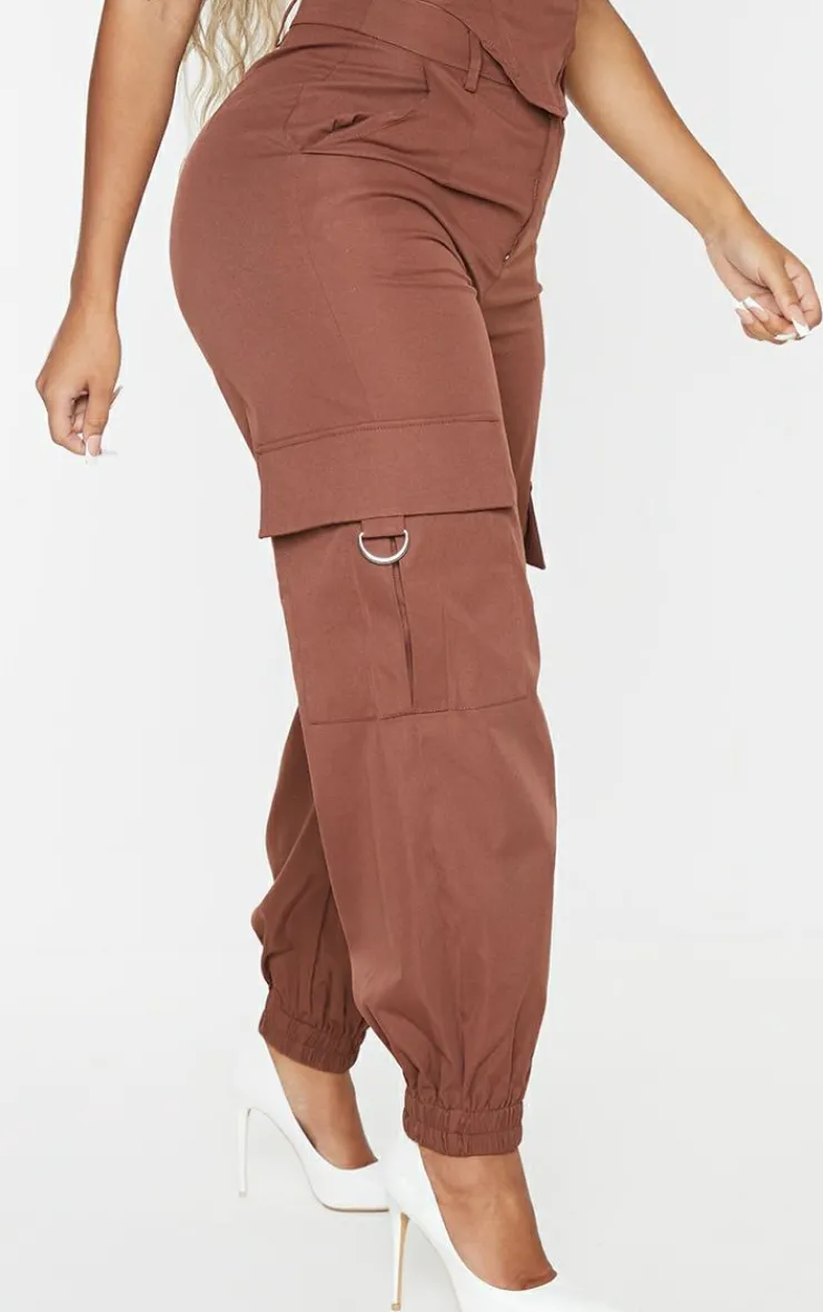 Discount PrettyLittleThing Shape Cargo Cuffed Sweatpants Chocolate Brown