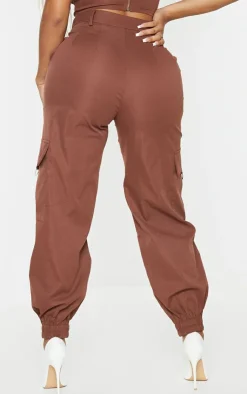 Discount PrettyLittleThing Shape Cargo Cuffed Sweatpants Chocolate Brown