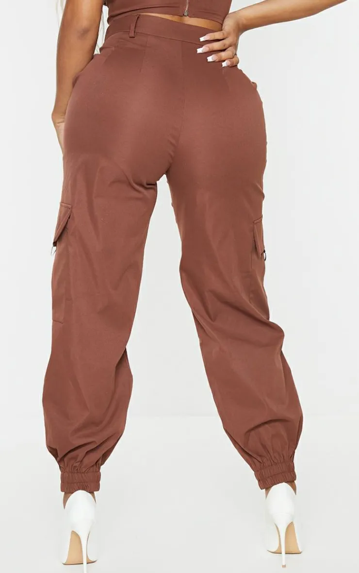 Discount PrettyLittleThing Shape Cargo Cuffed Sweatpants Chocolate Brown