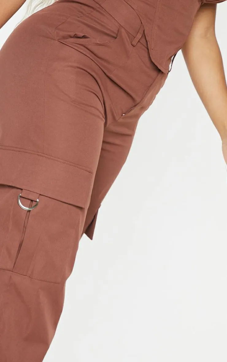 Discount PrettyLittleThing Shape Cargo Cuffed Sweatpants Chocolate Brown