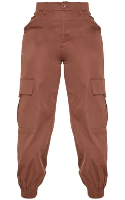 Discount PrettyLittleThing Shape Cargo Cuffed Sweatpants Chocolate Brown