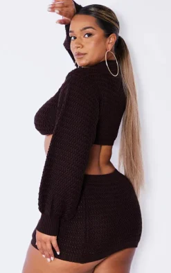 PrettyLittleThing Knitted Tops*Shape Knitted Long Sleeve High Neck Crop Top