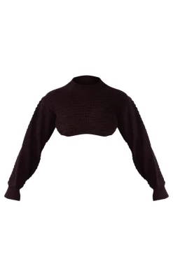 PrettyLittleThing Knitted Tops*Shape Knitted Long Sleeve High Neck Crop Top