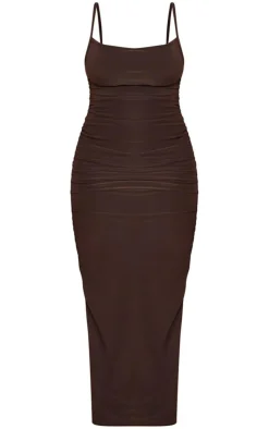 Shape Chocolate Brown Slinky Cowl Neck Detail Maxi Dress-PrettyLittleThing Hot