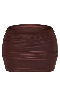 Sale PrettyLittleThing Shape Chocolate Mid Rise Bodycon Mini Skirt Chocolate.