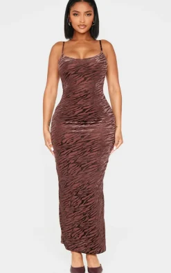Shape Zebra Devore Strappy Maxi Dress-PrettyLittleThing Discount