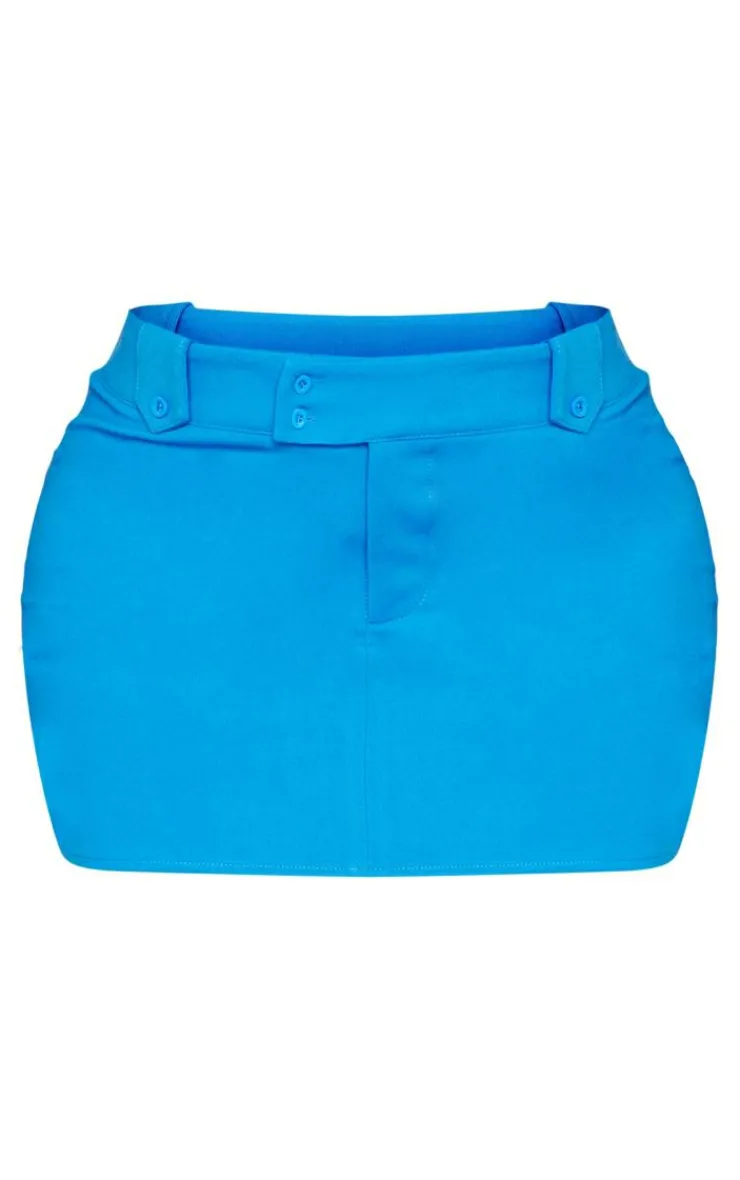 Online PrettyLittleThing Shape Woven Micro Mini Skirt Cobalt