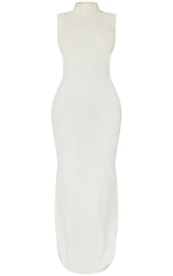 Shape Brushed Rib High Neck Open Back Maxi Dress-PrettyLittleThing Discount