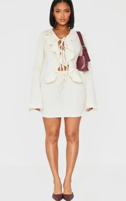 Clearance PrettyLittleThing Shape Brushed Rib Mini Skirt Cream