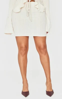 Clearance PrettyLittleThing Shape Brushed Rib Mini Skirt Cream