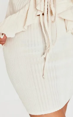 Clearance PrettyLittleThing Shape Brushed Rib Mini Skirt Cream