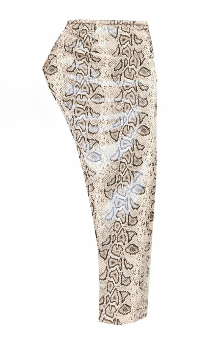 Shape Cream Faux Leather Snake Print Asymmetric Midaxi Skirt