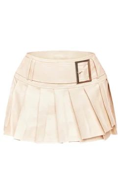 Shape Faux Leather Pleated Belted Micro Mini Skirt-PrettyLittleThing Discount