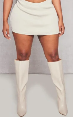 Outlet PrettyLittleThing Shape Heavy Rib Low Rise Micro Mini Skirt Cream