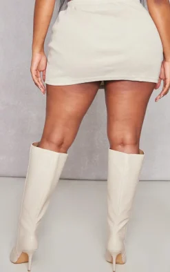 Outlet PrettyLittleThing Shape Heavy Rib Low Rise Micro Mini Skirt Cream