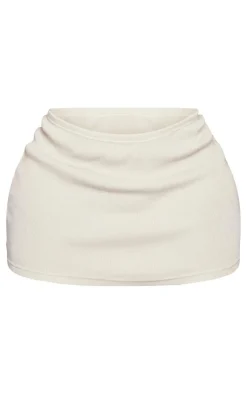 Outlet PrettyLittleThing Shape Heavy Rib Low Rise Micro Mini Skirt Cream
