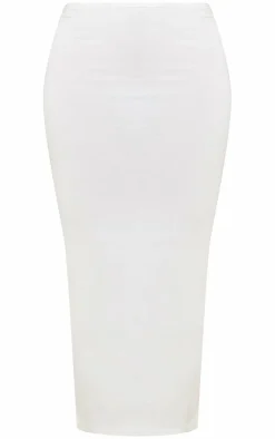 PrettyLittleThing Shape Jersey Low Waist Maxi Skirt Cream