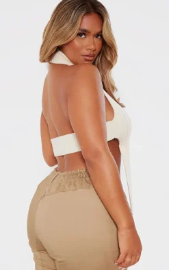 PrettyLittleThing Knitted Tops*Shape Knit Cut Out Ring Detail Crop Top