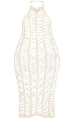 Shape Knit Ladder Backless Halterneck Midi Dress-PrettyLittleThing Discount