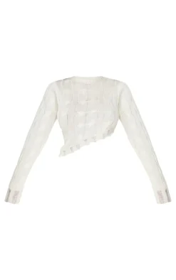 Sale PrettyLittleThing Shape Knitted Dipped Hem Top Cream
