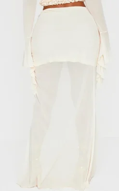 Outlet PrettyLittleThing Shape Low Rise Frill Detail Side Split Maxi Skirt Cream