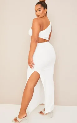 Shape One Shoulder Ruched Cut Out Extreme Split Maxi Dress-PrettyLittleThing Hot