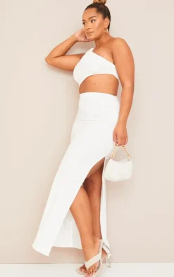 Shape One Shoulder Ruched Cut Out Extreme Split Maxi Dress-PrettyLittleThing Hot