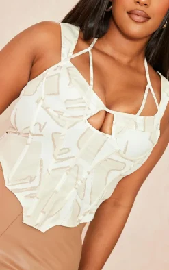 PrettyLittleThing Corsets*Shape Printed Cup Detail Corset