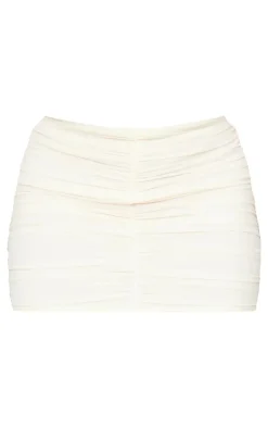 Sale PrettyLittleThing Shape Ruched Mini Skirt Cream
