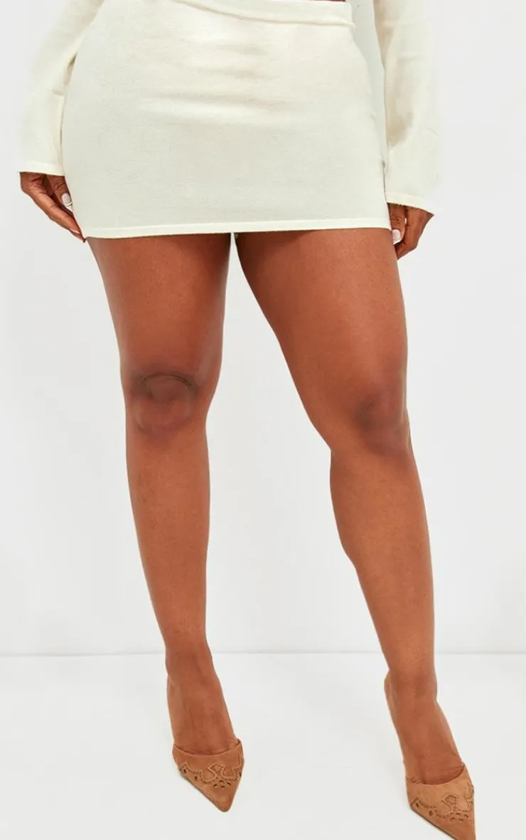 Best PrettyLittleThing Shape Soft Knit Low Rise Mini Skirt Cream