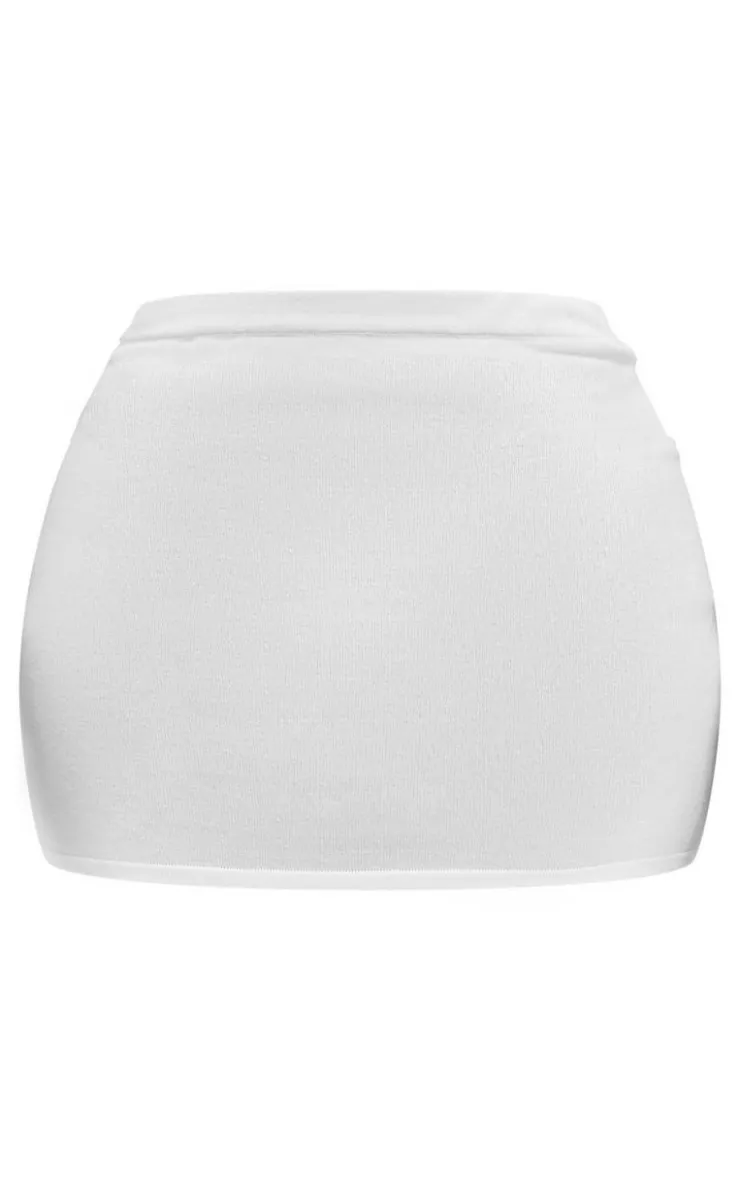 Best PrettyLittleThing Shape Soft Knit Low Rise Mini Skirt Cream