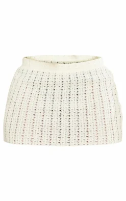 PrettyLittleThing Shape Textured Detail Mini Skirt Cream