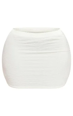 Discount PrettyLittleThing Shape Textured Low Rise Mini Skirt Cream