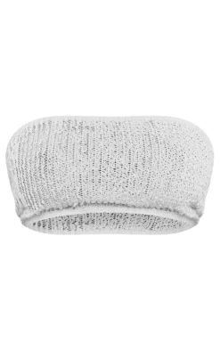Clearance PrettyLittleThing Shape Textured Super Crop Bandeau Cream