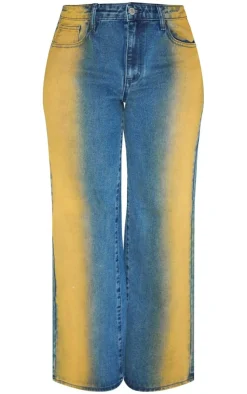 Sale PrettyLittleThing Shape Denim Washed Wide Leg Jeans Dark Blue