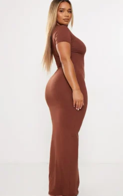 Shape Dark Brown Sculpted Maxi Dress-PrettyLittleThing Online