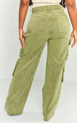 Shape Dark Green Vintage Pocket Wide Leg Cargo Jeans