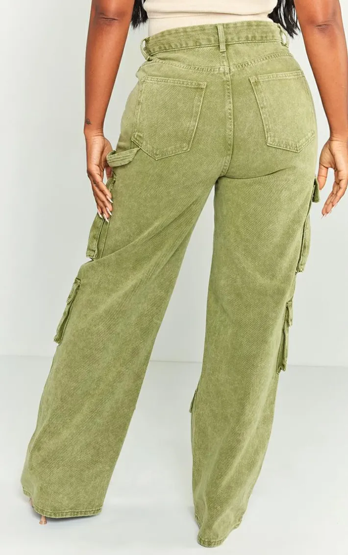 Shape Dark Green Vintage Pocket Wide Leg Cargo Jeans