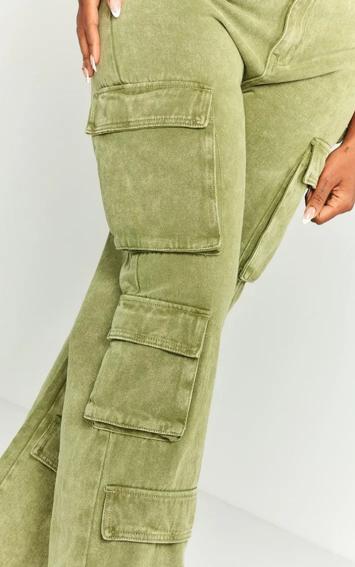 Shape Dark Green Vintage Pocket Wide Leg Cargo Jeans
