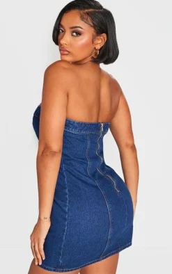 Shape Denim Bandeau Cargo Bodycon Dress-PrettyLittleThing Best