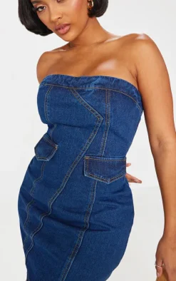 Shape Denim Bandeau Cargo Bodycon Dress-PrettyLittleThing Best