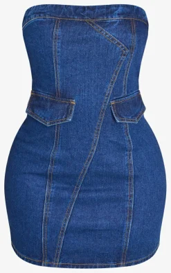 Shape Denim Bandeau Cargo Bodycon Dress-PrettyLittleThing Best