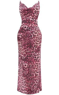 Shape Leopard Print Strappy Cowl Neck Maxi Dress-PrettyLittleThing Outlet
