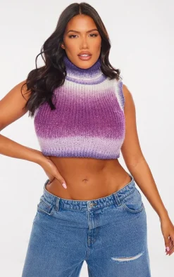 PrettyLittleThing Knitted Tops*Shape Ombre Knit Cropped Sleeveless Sweater